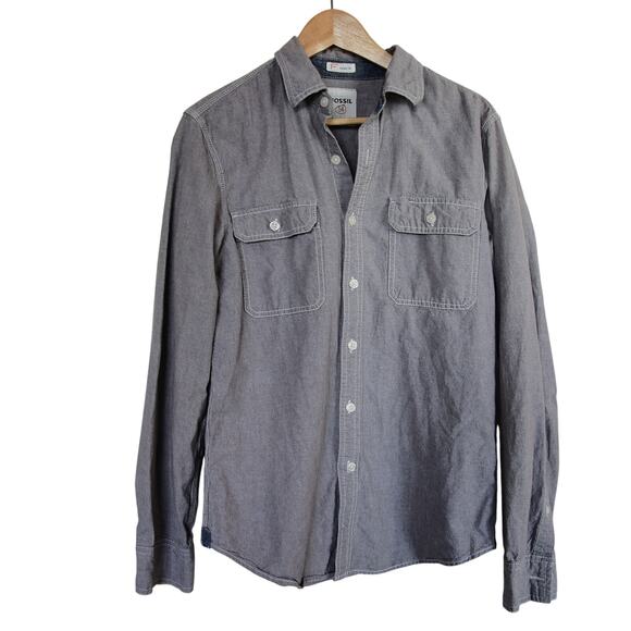 Fossil Other - Fossil Men's Vintage-Fit Gray cotton button-down shirt size M